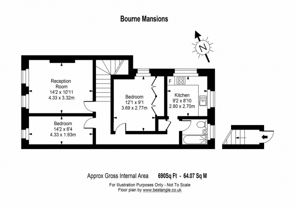 Floor Plan Image for 2 Bedroom Apartment for Sale in Green Lanes, London, N13