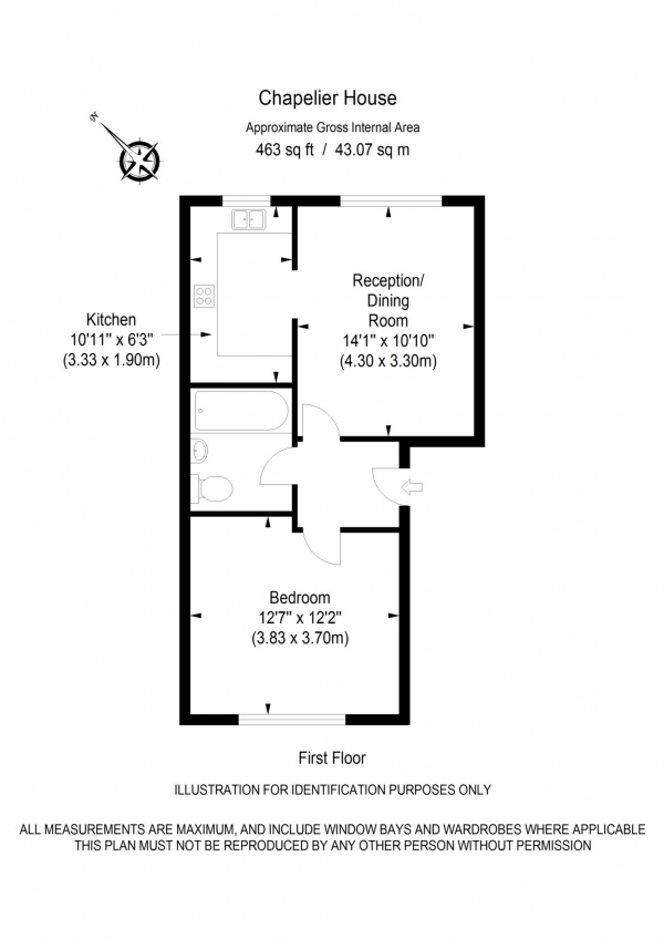 Floor Plan Image for 1 Bedroom Apartment to Rent in Harston Drive, Enfield Island Village, EN3