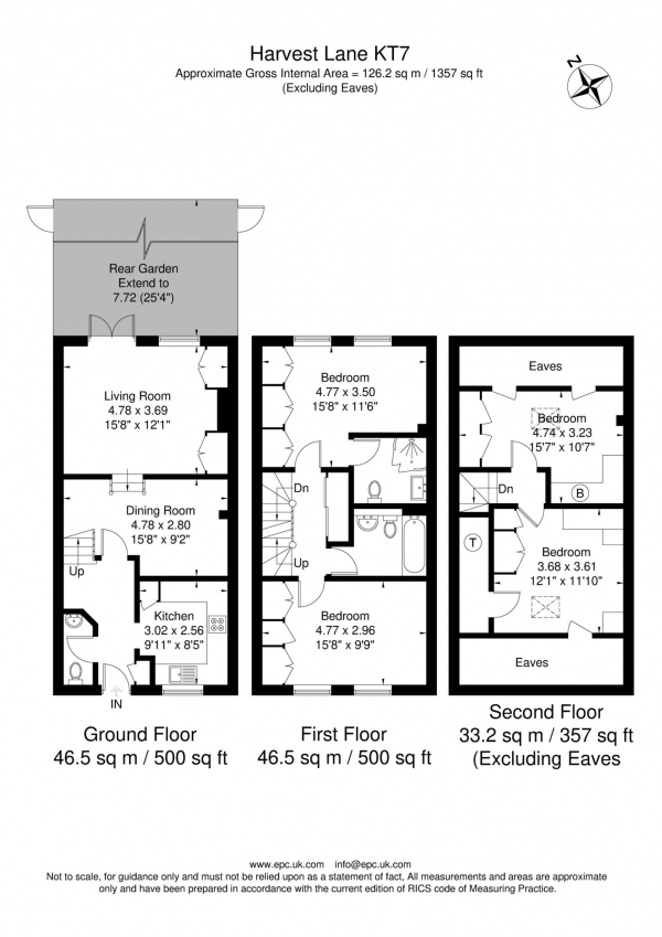 Floor Plan Image for 4 Bedroom Terraced House for Sale in Harvest Lane, Thames Ditton