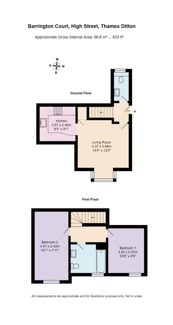 Floor Plan Image for 2 Bedroom Apartment to Rent in 1 Barrington Court, High Street, Thames Ditton