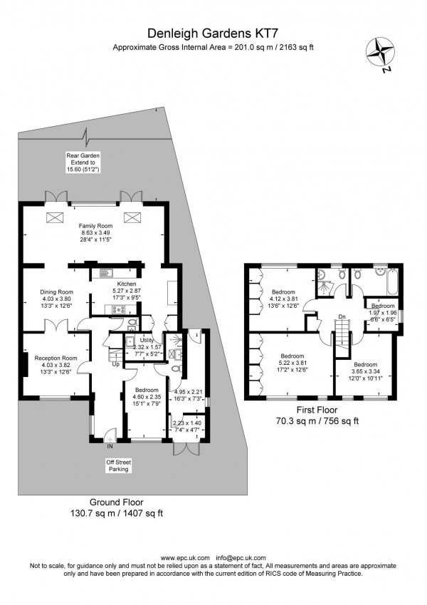 Floor Plan Image for 5 Bedroom Semi-Detached House to Rent in Denleigh Gardens, Thames Ditton
