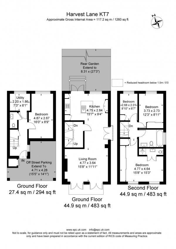 Floor Plan Image for 3 Bedroom End of Terrace House for Sale in Harvest Lane, Thames Ditton