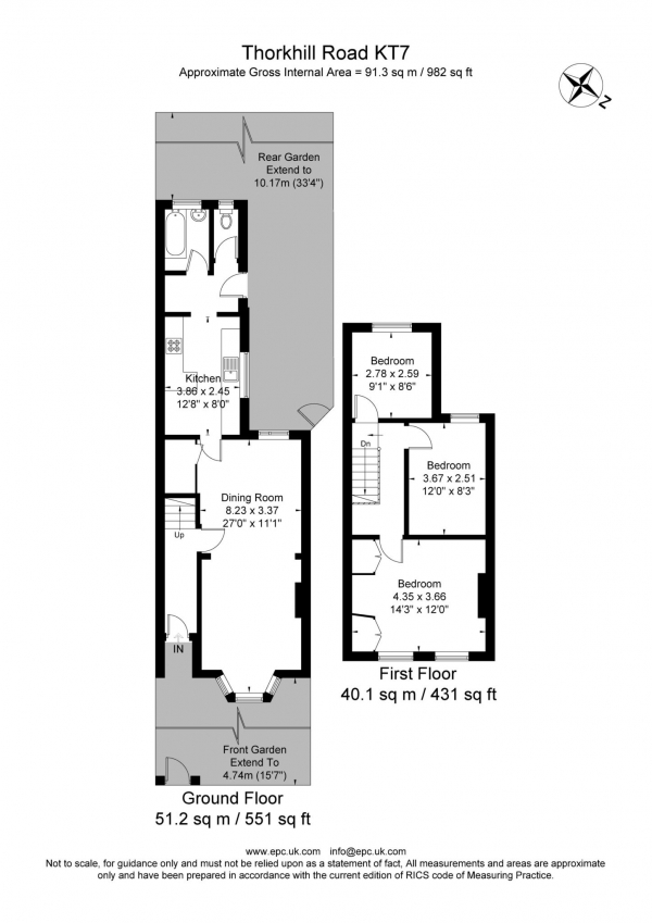 Floor Plan Image for 3 Bedroom Semi-Detached House for Sale in Thorkhill Road, Thames Ditton