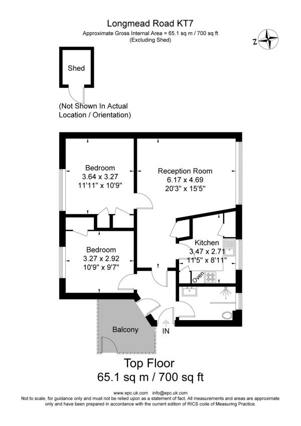 Floor Plan Image for 2 Bedroom Apartment for Sale in Longmead Road, Thames Ditton