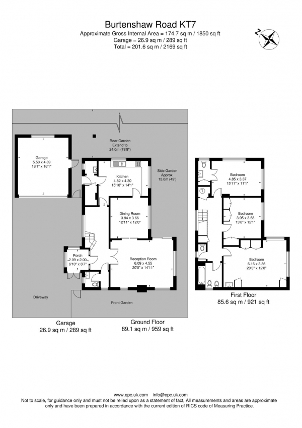 Floor Plan Image for 3 Bedroom Detached House for Sale in 6 Burtenshaw, Thames Ditton