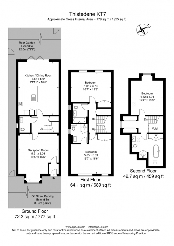 Floor Plan Image for 3 Bedroom Town House for Sale in 56a Thistledene, Thames Ditton