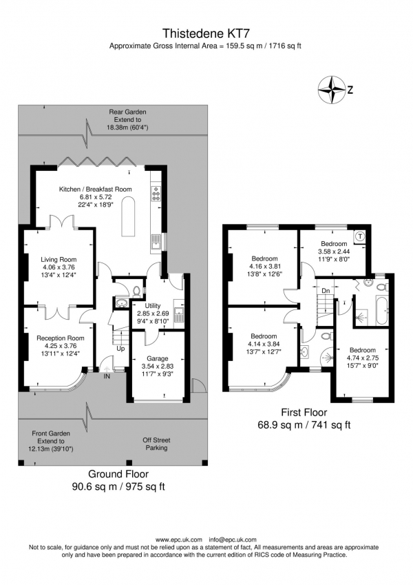 Floor Plan Image for 4 Bedroom Semi-Detached House for Sale in Thistledene, Thames Ditton