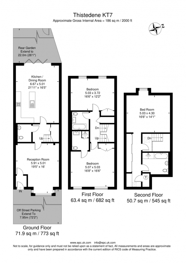 Floor Plan Image for 3 Bedroom Town House for Sale in 56b Thistledene, Thames Ditton