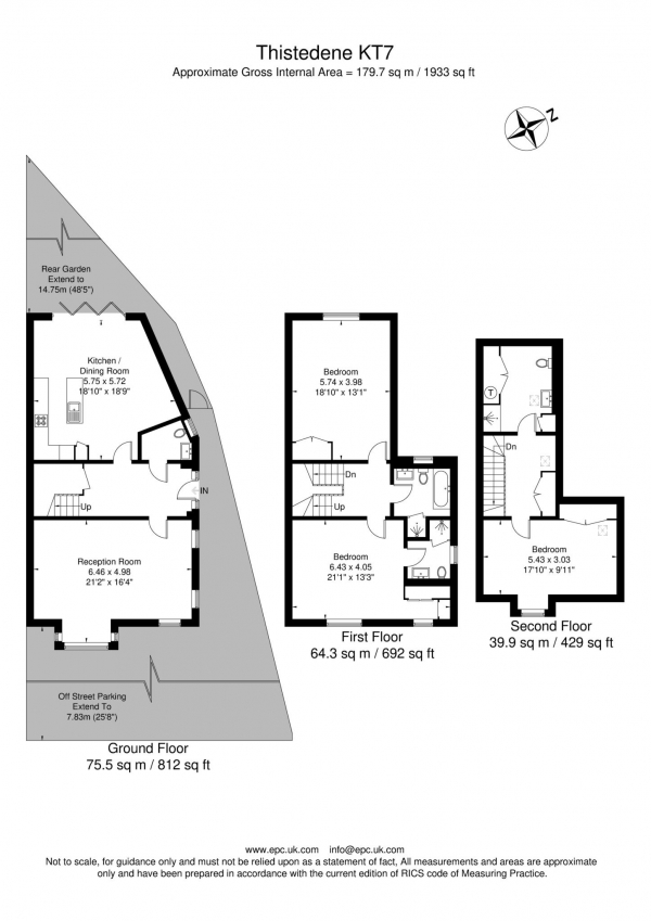 Floor Plan Image for 3 Bedroom Town House for Sale in 56c Thistledene, Thames Ditton