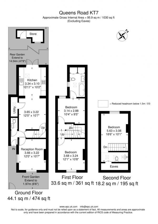 Floor Plan Image for 3 Bedroom End of Terrace House to Rent in Queens Road, Thames Ditton