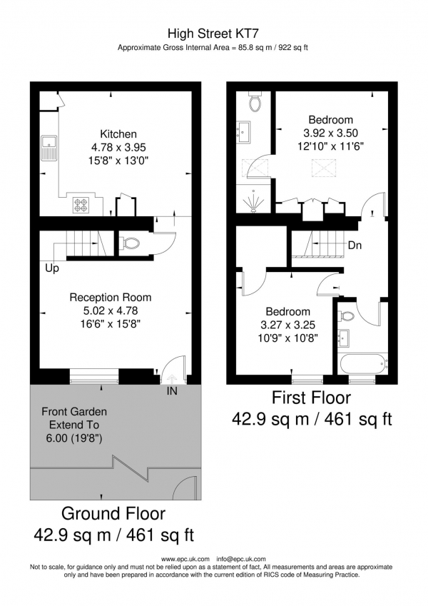 Floor Plan Image for 2 Bedroom Terraced House for Sale in High Street, Thames Ditton