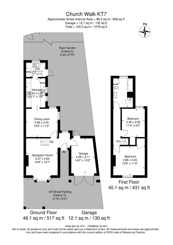 Floor Plan Image for 2 Bedroom Semi-Detached House for Sale in Church Walk, Thames Ditton