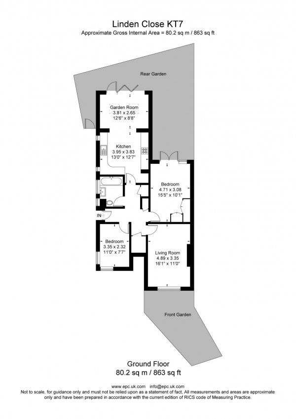 Floor Plan Image for 2 Bedroom Maisonette to Rent in Linden Close, Thames Ditton