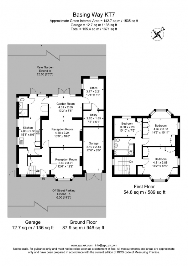 Floor Plan Image for 3 Bedroom Detached House for Sale in Basing Way, Thames Ditton