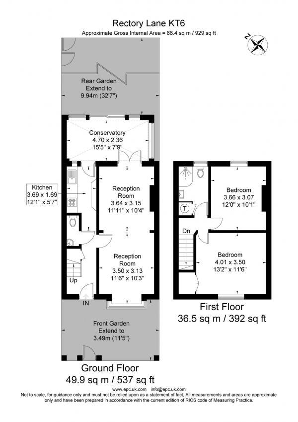 Floor Plan Image for 2 Bedroom Terraced House for Sale in Rectory Lane, Surbiton