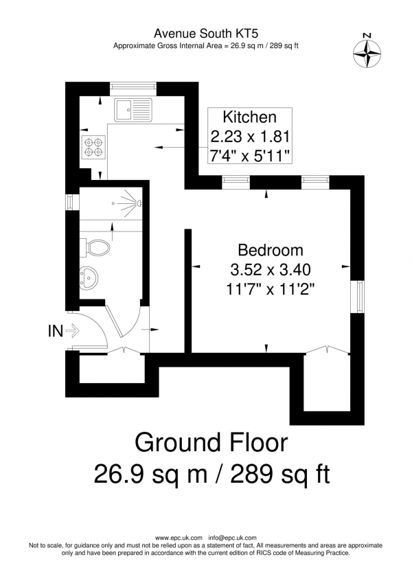 Floor Plan Image for 1 Bedroom Studio for Sale in Avenue South, Surbiton