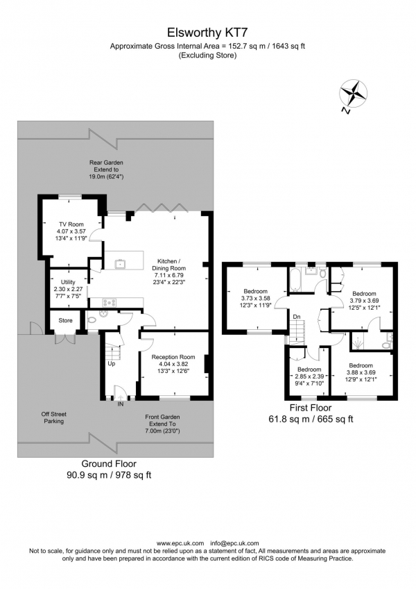 Floor Plan Image for 4 Bedroom Semi-Detached House for Sale in Elsworthy, Thames Ditton