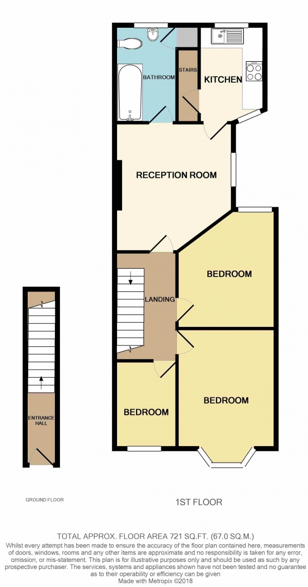 Floor Plan Image for 3 Bedroom Flat for Sale in Brunswick Road, Leyton