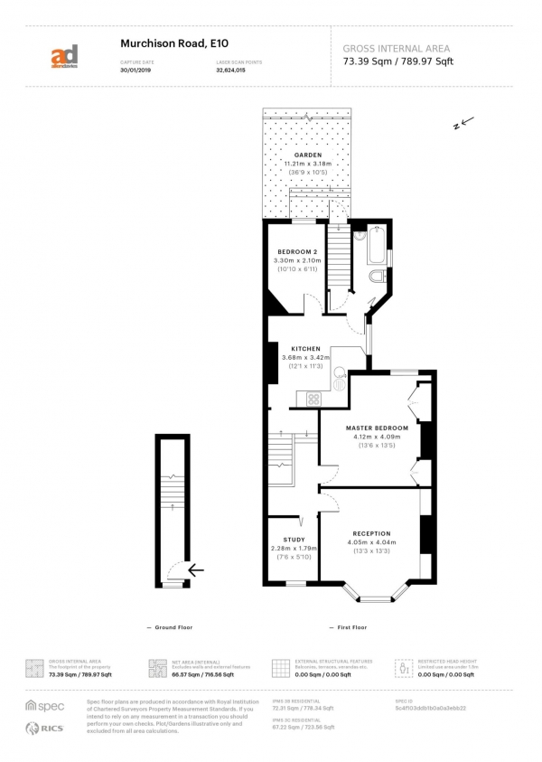 Floor Plan Image for 3 Bedroom Flat for Sale in Murchison Road E10