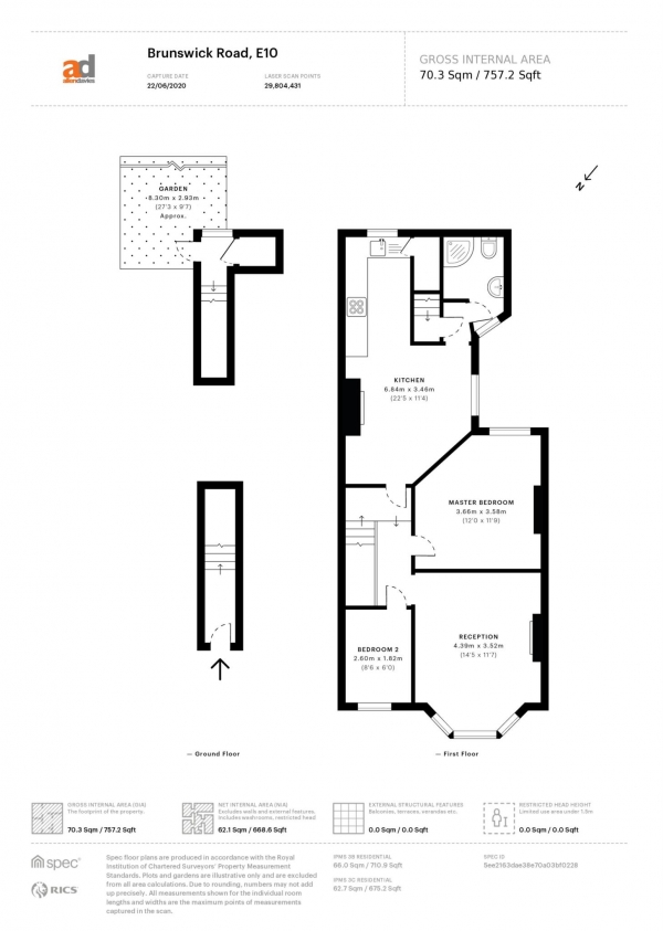 Floor Plan for 2 Bedroom Flat for Sale in Brunswick Road, Leyton, E10, Leyton, E10, 6RP - OIRO &pound475,000