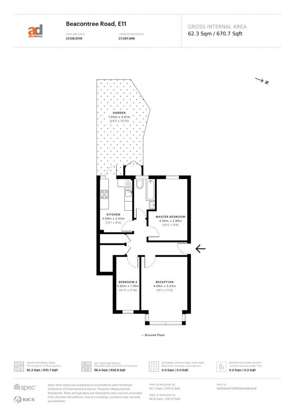 Floor Plan Image for 2 Bedroom Flat for Sale in Beacontree Road, Leytonstone