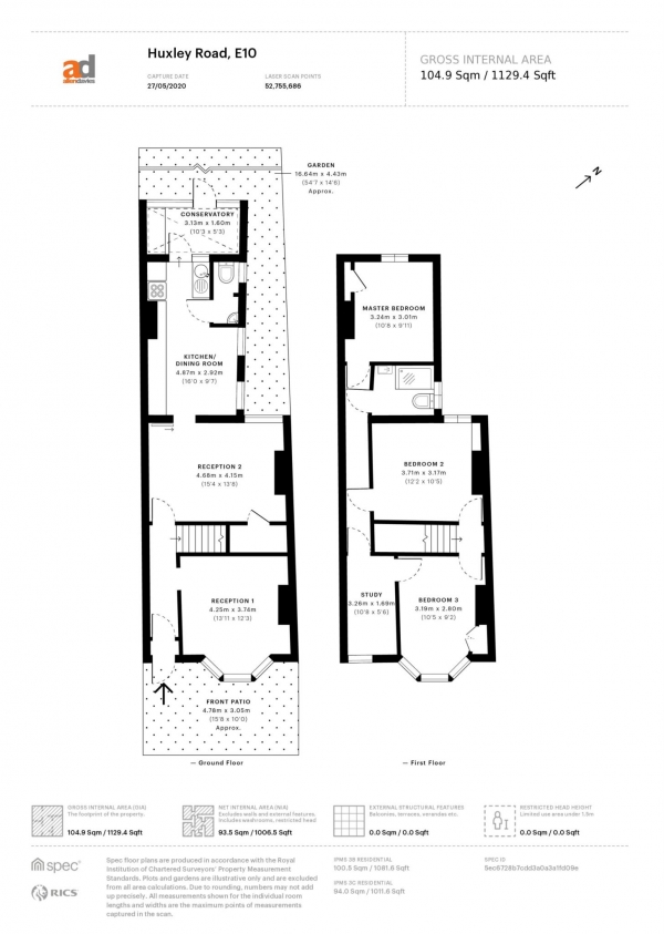 Floor Plan for 4 Bedroom Property for Sale in Huxley Road, Leyton, Leyton, E10, 5QY -  &pound600,000