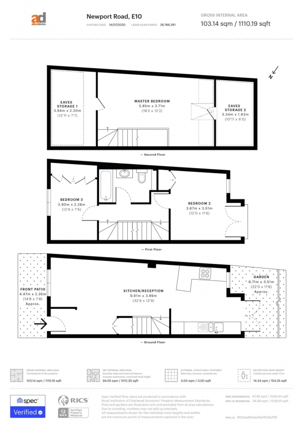 Floor Plan for 2 Bedroom Property for Sale in Newport Road, Leyton, Leyton, E10, 6PQ - Guide Price &pound575,000