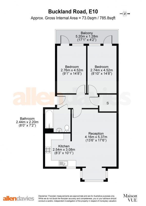 Floor Plan Image for 2 Bedroom Flat for Sale in Elrington House Buckland Road, Leyton, E10