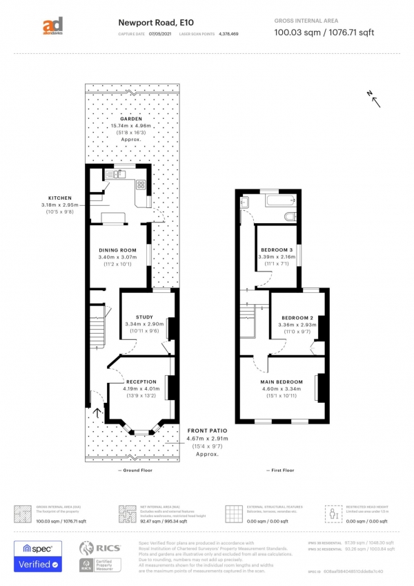 Floor Plan Image for 3 Bedroom Property for Sale in Newport Road, Leyton, E10