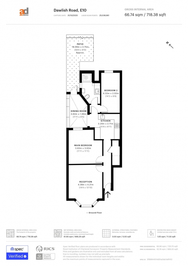 Floor Plan Image for 2 Bedroom Flat for Sale in Dawlish Road, Leyton, E10