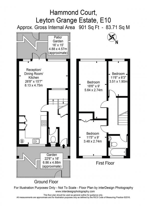 Floor Plan Image for 3 Bedroom Flat for Sale in Leyton Grange Estate, Leyton