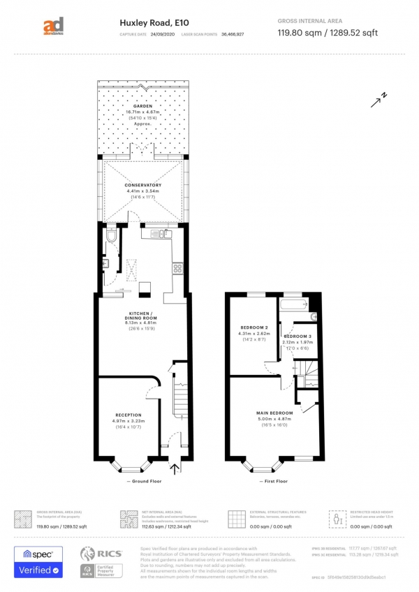 Floor Plan Image for 3 Bedroom Property for Sale in Huxley Road, Leyton, E10