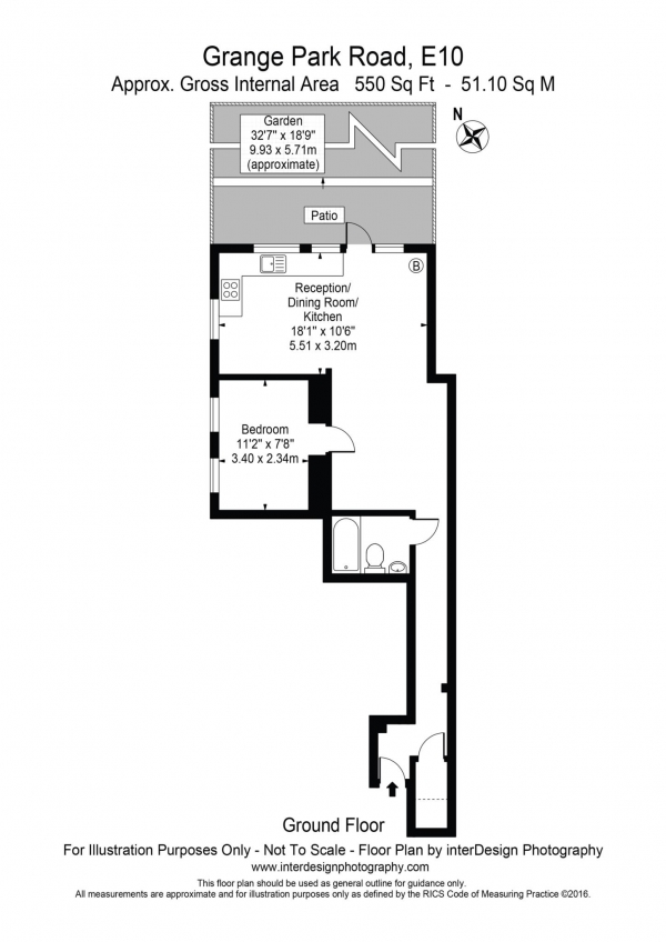 Floor Plan Image for 1 Bedroom Flat for Sale in Grange Park Road, Leyton, E10