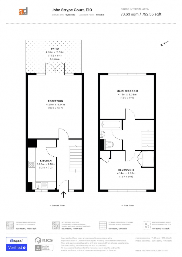 Floor Plan Image for 2 Bedroom Apartment for Sale in John Stripe Court, Leyton