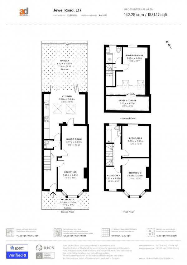 Floor Plan Image for 4 Bedroom Property for Sale in Jewel Road, Walthamstow, E17