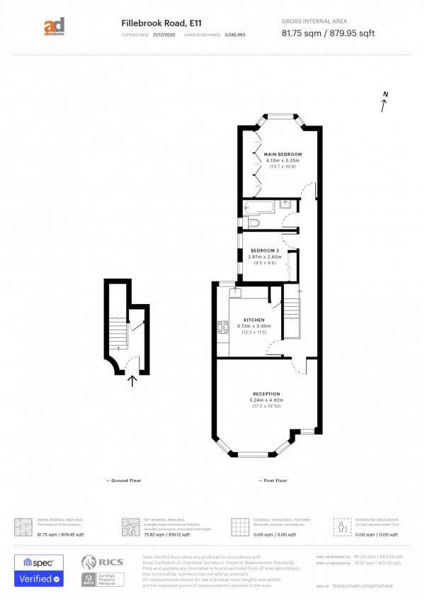 Floor Plan Image for 2 Bedroom Flat for Sale in Fillebrook Road, Leytonstone