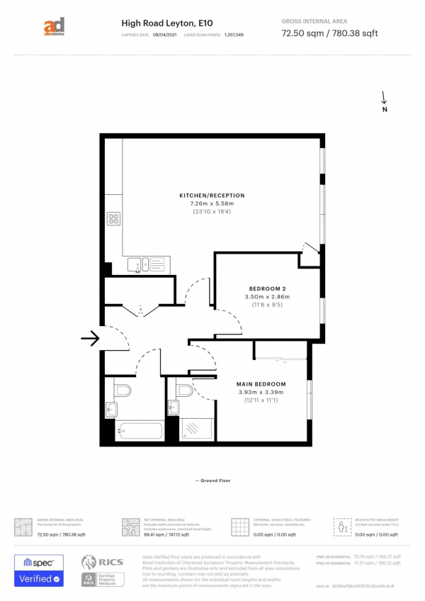 Floor Plan Image for 2 Bedroom Apartment for Sale in High Road, Leyton, E10