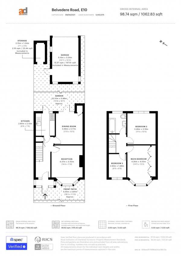 Floor Plan Image for 3 Bedroom Property for Sale in Belvedere Road, London, E10
