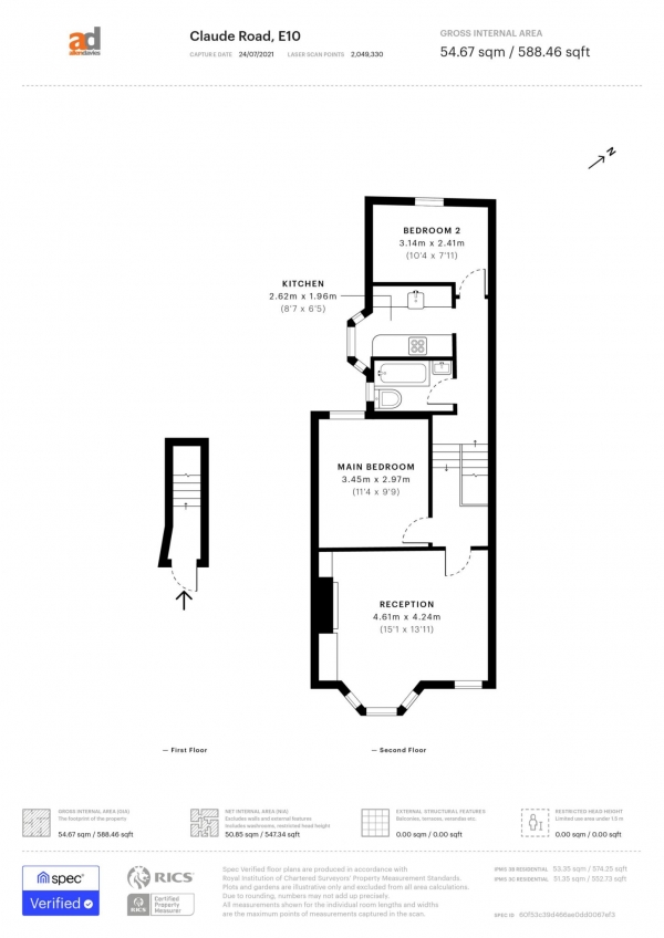 Floor Plan Image for 2 Bedroom Flat for Sale in Claude Road, Leyton, E10