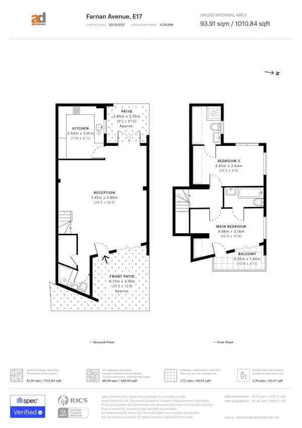 Floor Plan for 2 Bedroom Property for Sale in Farnan Avenue, Walthamstow, E17, Walthamstow, E17, 4NG - Guide Price &pound525,000