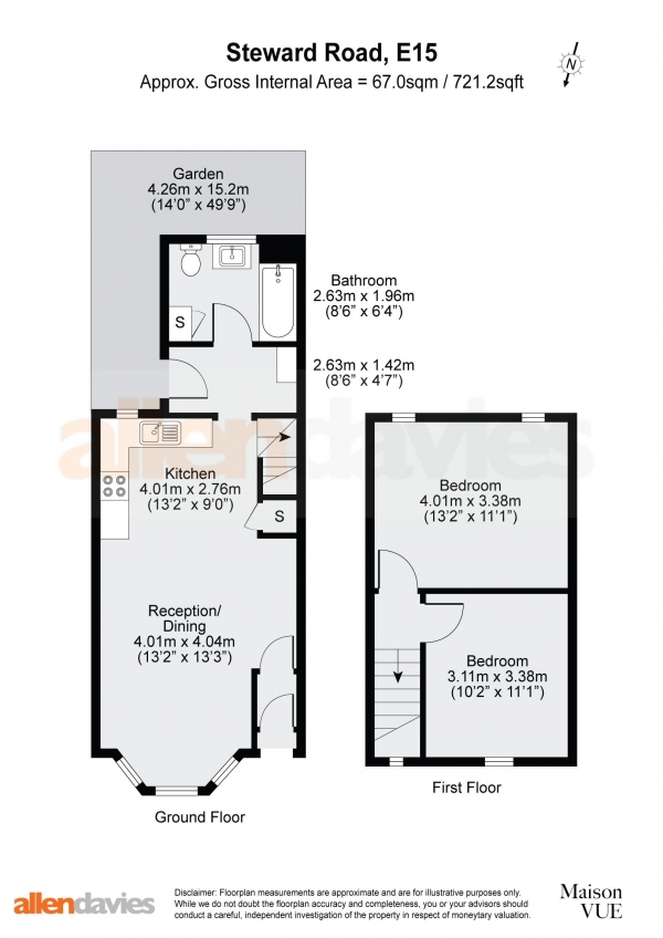 Floor Plan for 2 Bedroom Property for Sale in Stewart Road, Leyton, E10, Stratford, E15, 2BD - OIRO &pound525,000