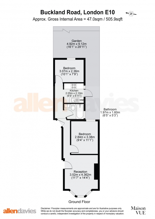 Floor Plan Image for 2 Bedroom Flat for Sale in Buckland Road, Leyton, E10