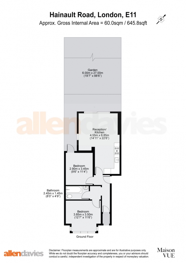 Floor Plan Image for 2 Bedroom Flat for Sale in Hainault Road, Leytonstone, E11