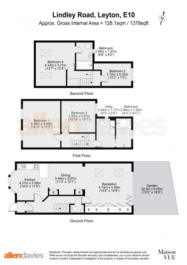 Floor Plan Image for 4 Bedroom Terraced House for Sale in Lindley Road, Leyton E10 6QT