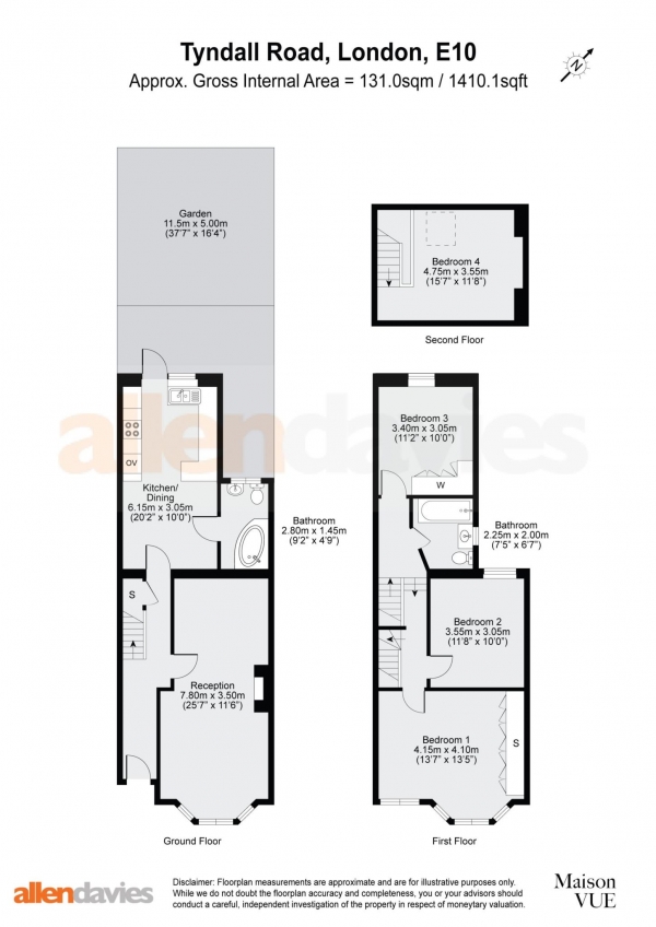 Floor Plan Image for 3 Bedroom Property for Sale in Tyndall Road, Leyton, E10