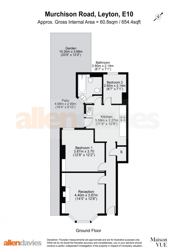 Floor Plan Image for 2 Bedroom Flat for Sale in Murchison Road, Leyton, E10 6LX