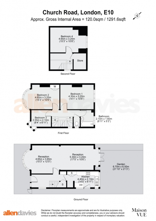 Floor Plan Image for 4 Bedroom Semi-Detached House for Sale in Church Road, Leyton, E10 7JQ