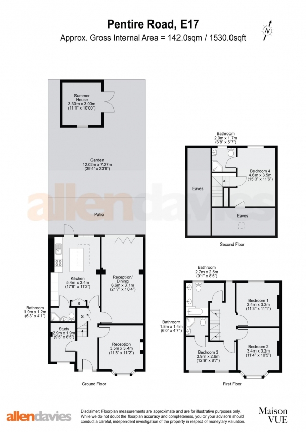 Floor Plan Image for 4 Bedroom Property for Sale in Pentire Road, Walthamstow