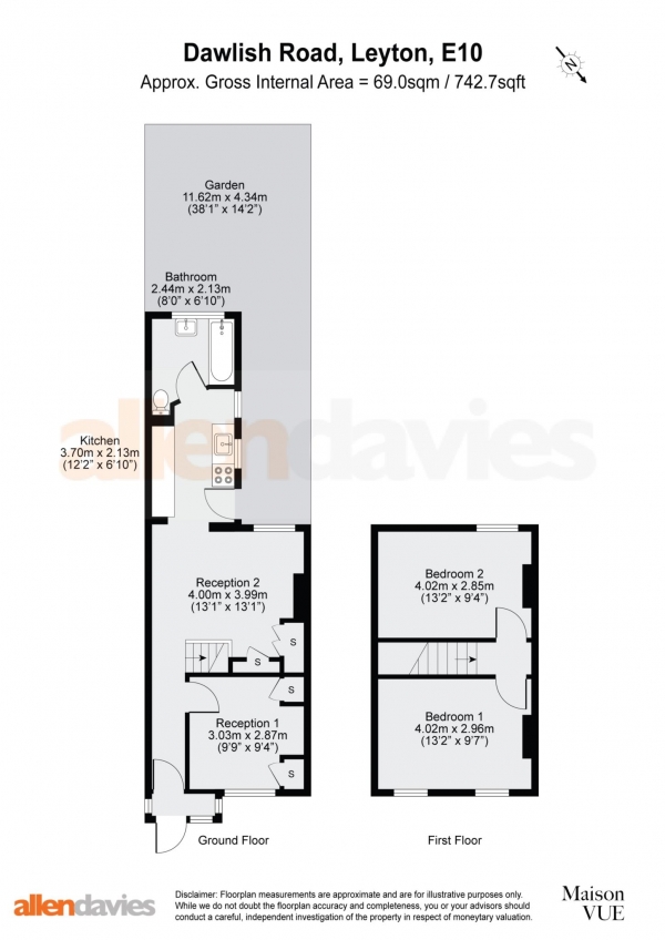 Floor Plan Image for 2 Bedroom Terraced House for Sale in Dawlish Road, Leyton, E10 6QN