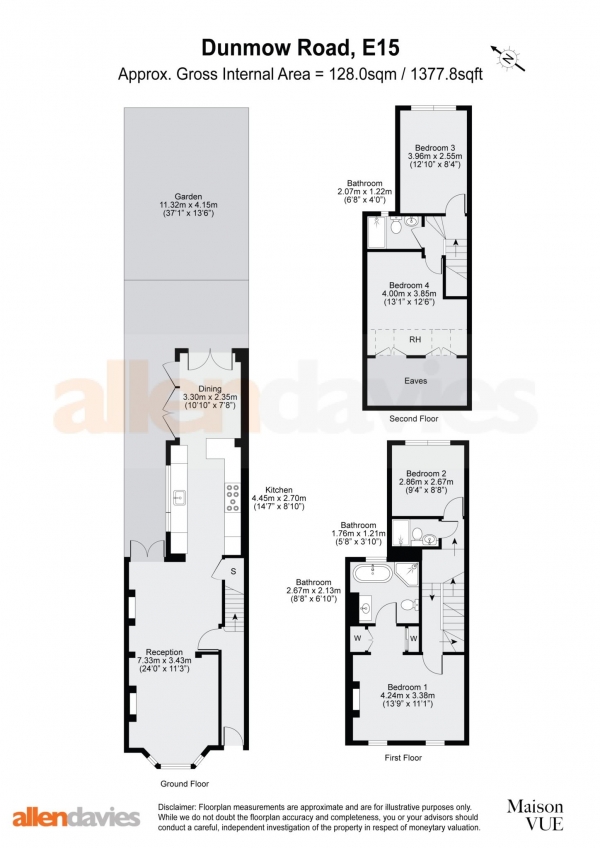 Floor Plan Image for 4 Bedroom Property for Sale in Dunmow Road, London, E15